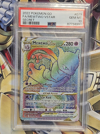 Mewtwo VSTAR Pokemon GO 079/078 Rainbow Secret Rare PSA 10 GEM MINT Pokemon